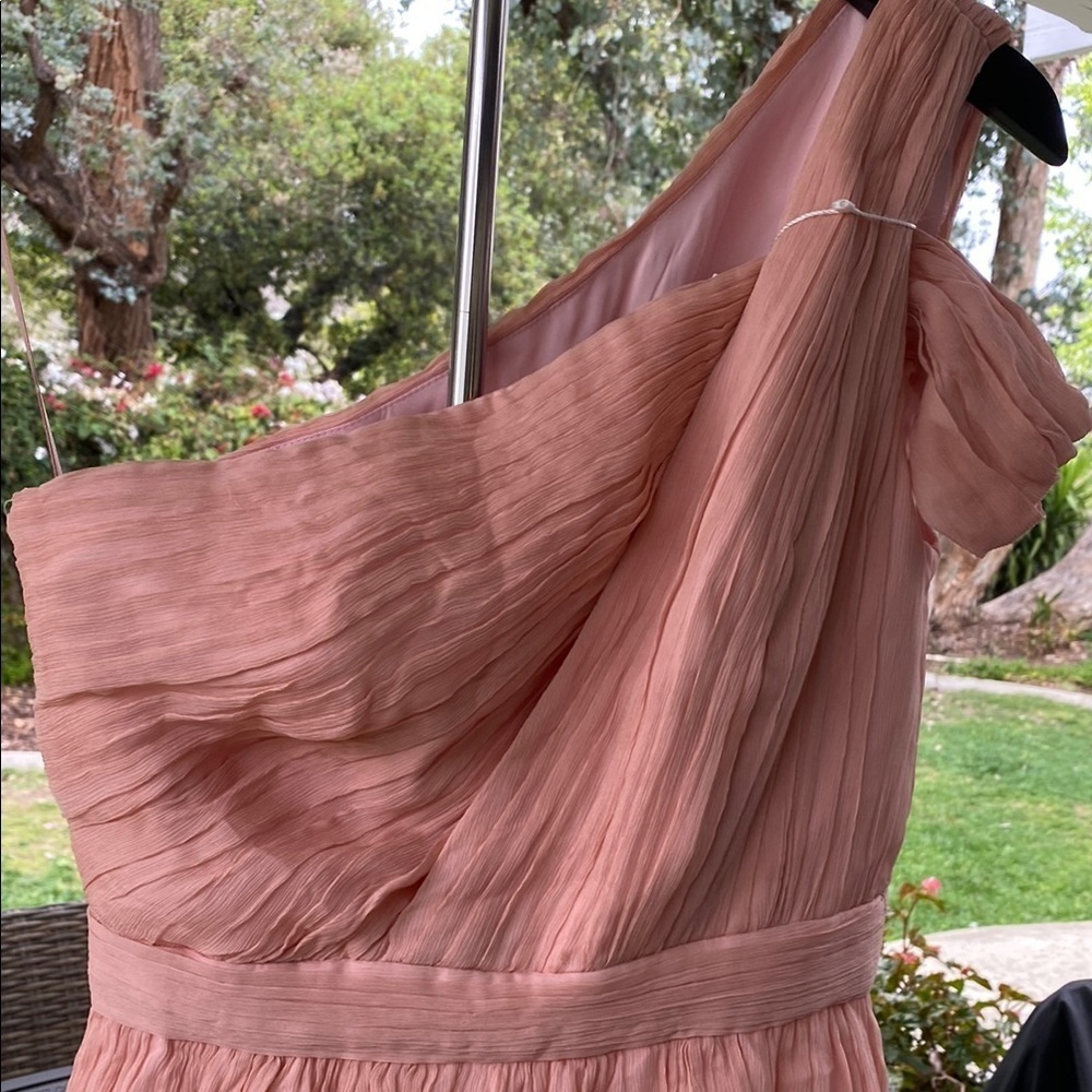 J. Crew Pink Asymmetrical Ruched Tiered Dress - Picture 6 of 14